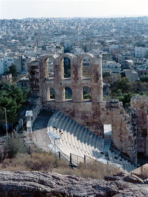 View Of The Odeon Of Herodes Atticus Athens Greece And The Dionysos