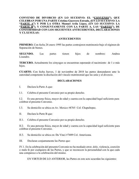 Acta De Divorcio Para Imprimir ️ Legalario En Pdf Legalario