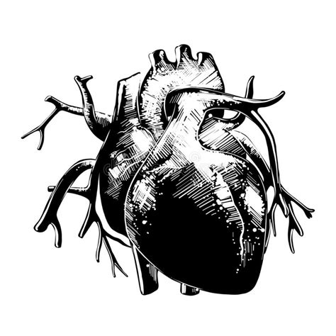 Human Heart In Vintage Engraving Style Stock Vector