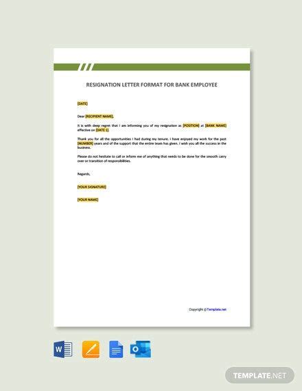 Resignation Letter Format for Bank Employee