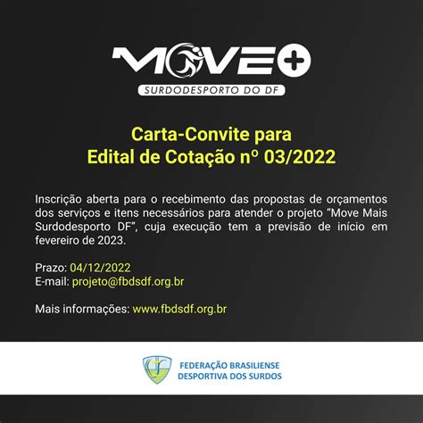 Carta Convite Para Participação De Edital De Cotação 2022 Move Df