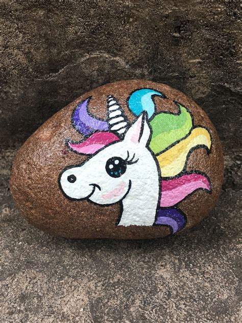 Painted Unicorn Rock By Christa Keeler Rock Painting Flowers Rock