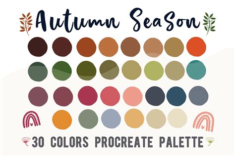 Autumn Season Color Palette Set For Procreate Ipad Digital Color