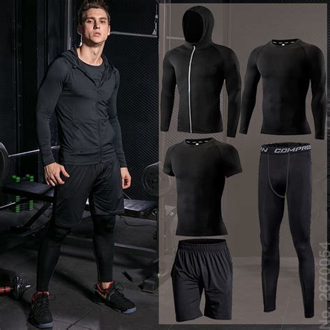 men s running sets compression jogging sport suits gym fitness sports clothing suit training
