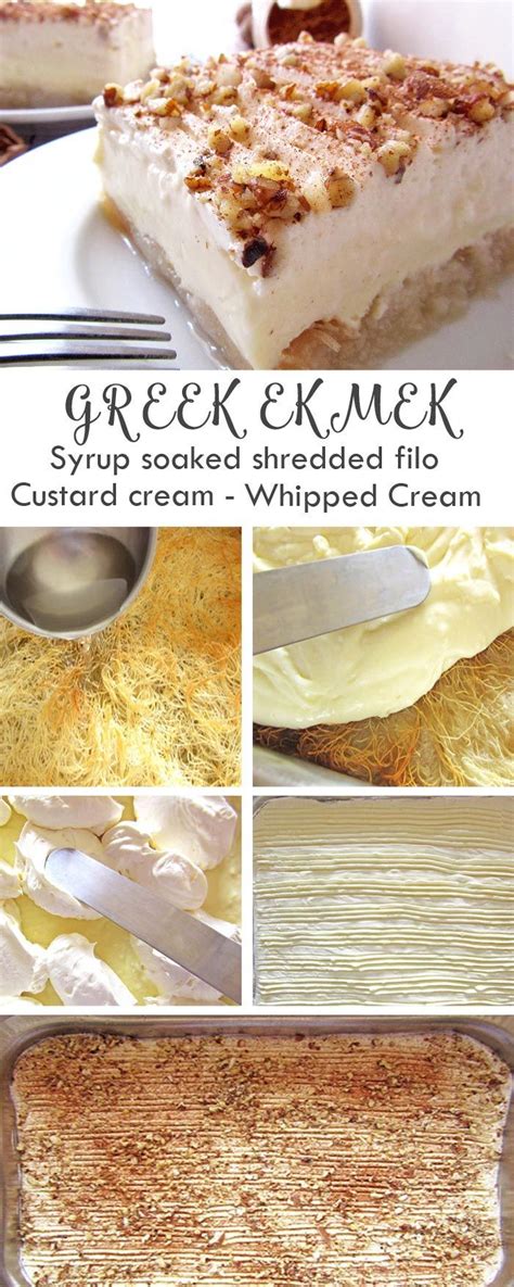 Greek Ekmek Kataifi Syrupy Shredded Pastry And Cream Dessert
