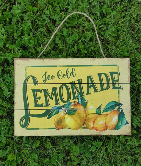 ice cold lemonade sign lemon sign wreath sign rustic lemon etsy