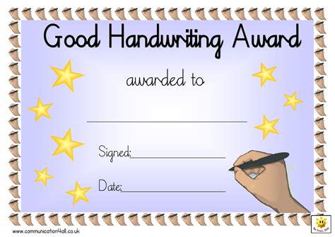 Good Handwriting Award Certificate Template Download Printable Pdf