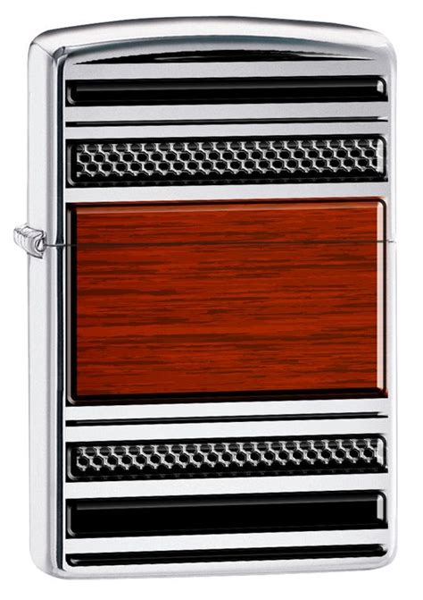 Zippo Steel And Wood High Polish Chrome Windproof Lighter