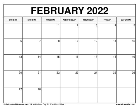 Printable February 2021 Calendar Templates With Holidays