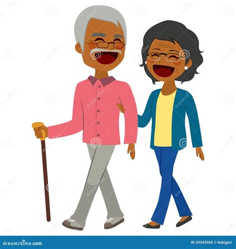 African American Senior Couple Walking Stock Vector Illustration Of