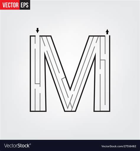 Letter M Shape Maze Labyrinth Maze With One Way Vector Image