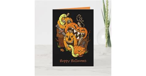 Halloween Pumpkins And Snakes Greeting Card Zazzle