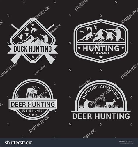 Set Vintage Hunting Fishing Labels Stock Vector Royalty Free