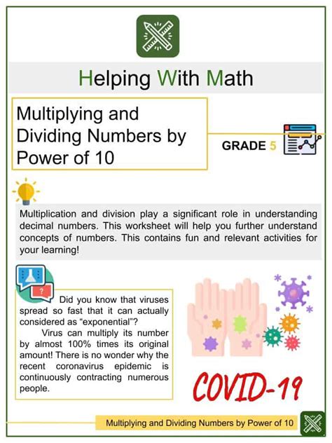 Multiplying And Dividing Numbers By Power Of 10 5th Grade Math