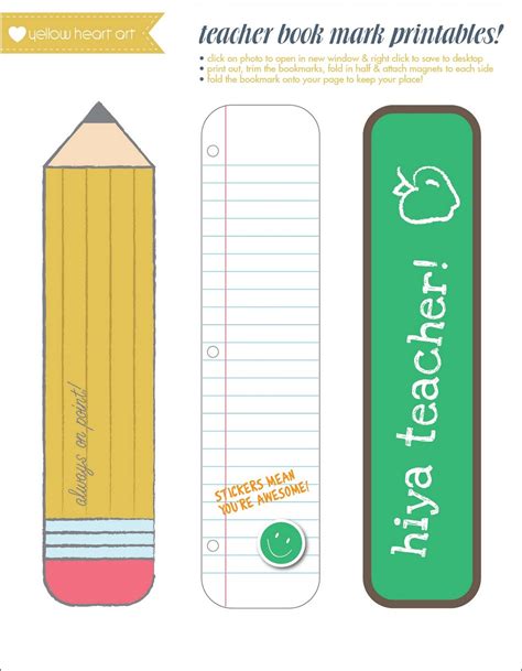 Free Printable Bookmarks For Teachers