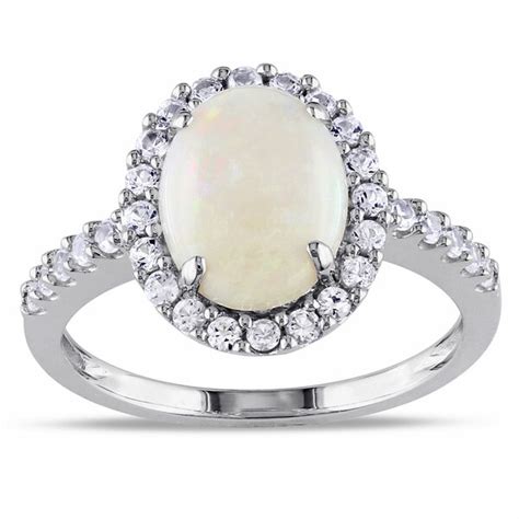 Shop Miadora K White Gold Ct Tgw Opal And Created White Sapphire