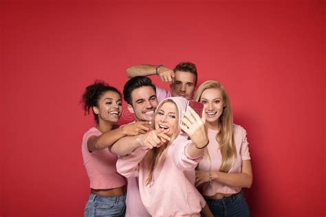 Group Of People Taking Selfie Stock Image Image Of Community Colorful 124737693