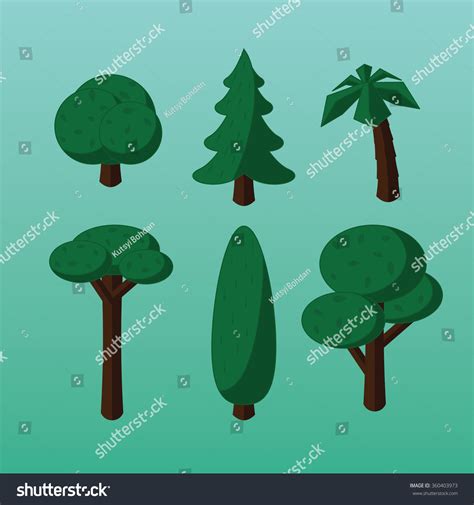 Set Stylized Trees Vector Icon Stock Vector Royalty Free 360403973