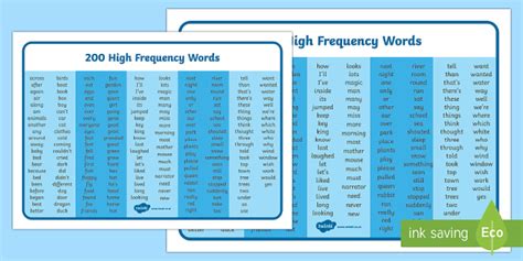 Educatieve Spellen 200 High Frequency Words Word Mat Vocabulary