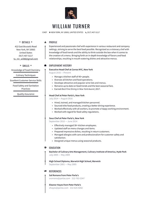Chef Resume Example And Writing Guide ·