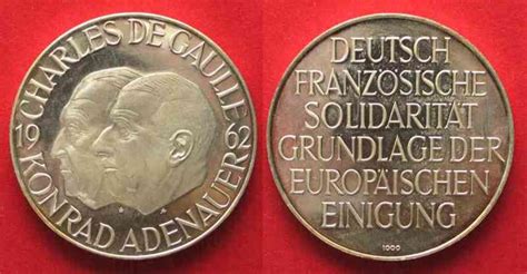 What did adenauer do in the elysee treaty? 1962 Deutschland - Medaillen KONRAD ADENAUER CHARLES DE ...