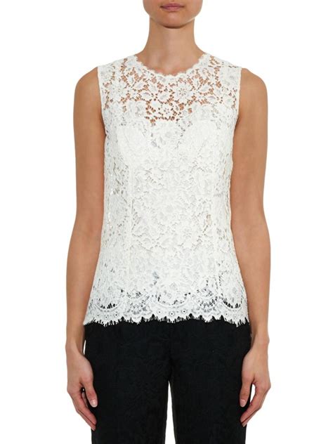 Lyst Dolce And Gabbana Sleeveless Lace Top In White