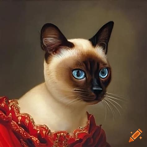 Siamese Cat Oil Painting In Royal Attire On Craiyon