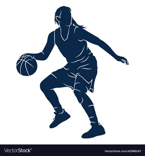Female Basketball Player Playing Cut Out Vector Image