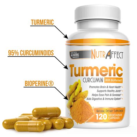 Nutraffect Turmeric Curcumin Supplement With Bioperine 120 Capsules