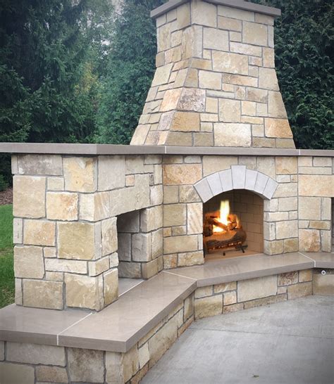 Fireplace Stone Veneer Modern Rustic Outdoor Patio Dream Home Landscape