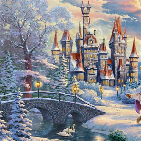 Beauty And The Beasts Winter Enchantment By Thomas Kinkade Art