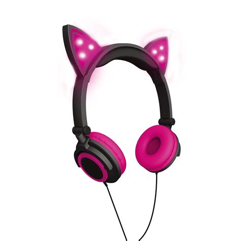 Ledeez Wired Pink Led Cat Ear Headphones With 35mm Jack Plug