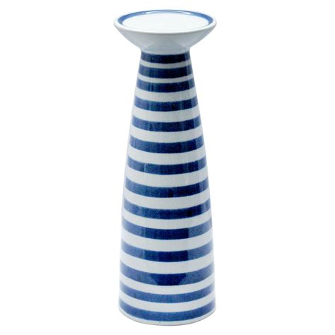 Heirloom Whiteblue Ceramic Pillar Candle Holder 115 At Home