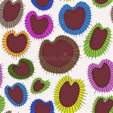 Seamless Vector Pattern With Hand Drawn Hearts Stock Illustration