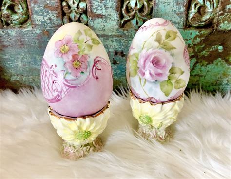 Custom Listing Kim8112 Porcelain Egg Trio 4 Easter Decor Hand Etsy