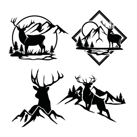 Deer Mountain Logo Silhouette Deer Hunting Logo Hunting Season