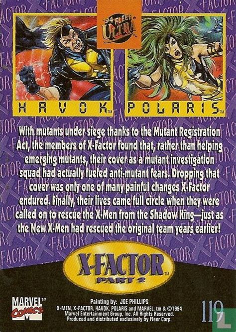 X Factor Havok Polaris 119 1994 Marvel 94 Fleer Ultra X Men