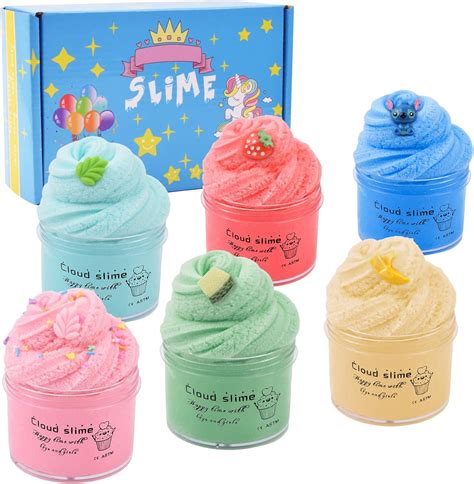 Happytimeslime 6 Pack Soft Cloud Slime Kits For Girls With Blue Stitch Strawberry