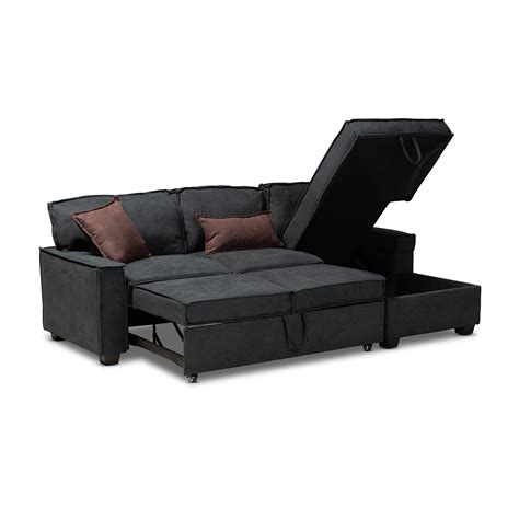 emile modern right facing chaise storage sectional sleeper sofa w pull out bed ebay