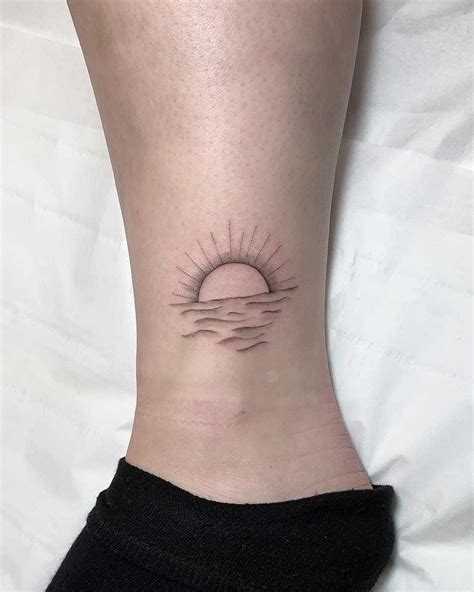 Sunrise Tattoo By Conz Thomas Inked On The Left Ankle Sunset Tattoos