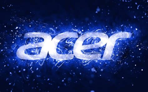 Download Wallpapers Acer Dark Blue Logo 4k Dark Blue Neon Lights