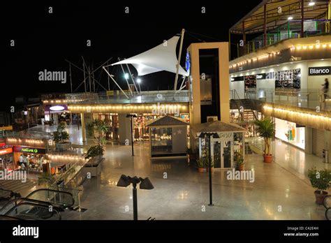 Biosfera Shopping Mall At Night Old Town Puerto Del Carmen Stock