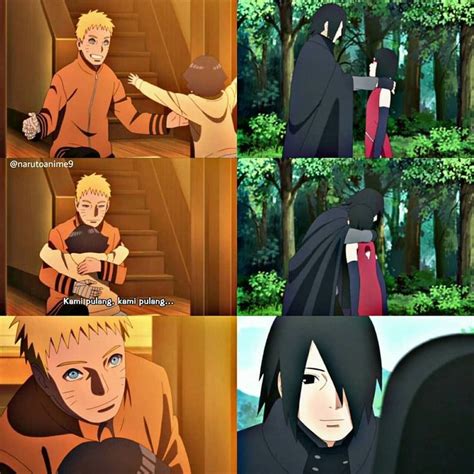 Naruto And Sasuke With Their Daughters Himawari And Sarada ️ That Hug Just Melts Your Heart Wha