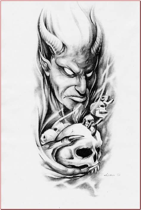 Skull Tattoo Drawings For Men Scary Tattoos Evil Tattoos Evil Skull