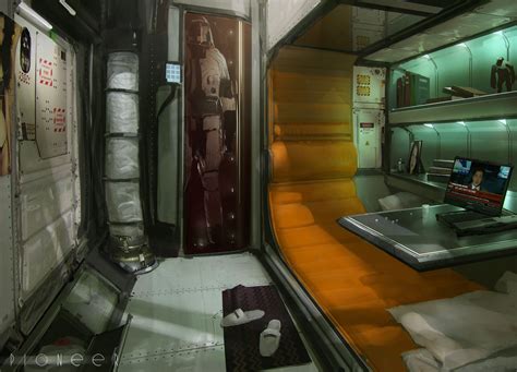 Cabin Mikhail Rakhmatullin Futuristic Interior Sci Fi Concept Art