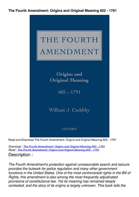 pdf read download the fourth amendment origins and original meaning 602 1791 the fourth