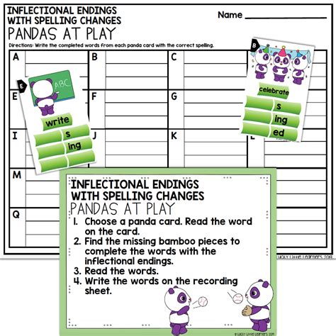 2nd Grade Phonics Center Inflectional Endings With Spelling Changes