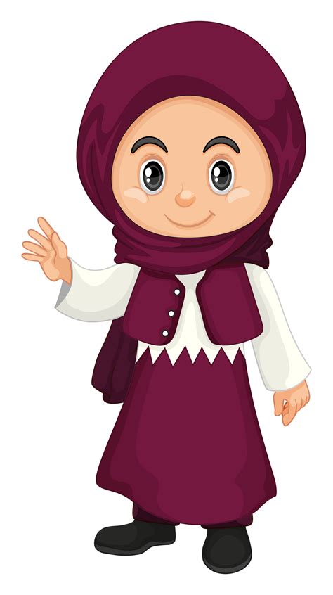 Muslim Girl In Purple Costume 300481 Vector Art At Vecteezy
