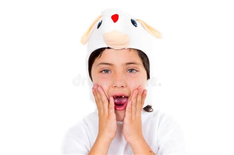 Cute Young Boy Dressed In Bunny Costume Making Stock Image Image Of