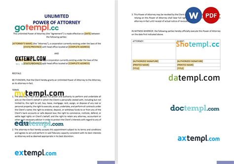 Unlimited Power Of Attorney Example Fully Editable